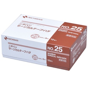 ニチバン　サージカルテープ・ハダ　Ｎｏ．２５　２５ｍｍ×９ｍ　ＳＴＨ２５　１箱（１２巻）2