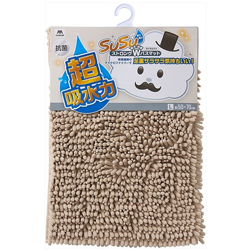山崎産業　ＳＵＳＵ抗菌ストロングＷ　バスマットＥＣ　Ｌ　約５０×７０ｃｍ　ベージュ　１枚2