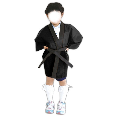 アーテック　カラー不織布ハッピ（帯付）　子供用　Ｊサイズ　黒（襟赤）　００１５５１　１着5