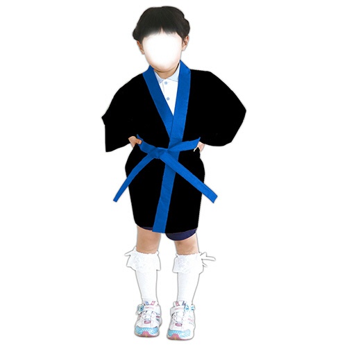 アーテック　カラー不織布ハッピ（帯付）　子供用　Ｊサイズ　黒（襟青）　００３１８４　１着5