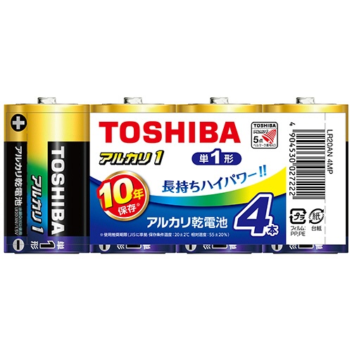 東芝　アルカリ乾電池　アルカリ１　単１形　ＬＲ２０ＡＮ　４ＭＰ　１パック（４本）1