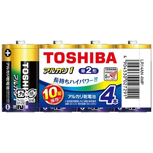 東芝　アルカリ乾電池　アルカリ１　単２形　ＬＲ１４ＡＮ　４ＭＰ　１パック（４本）1