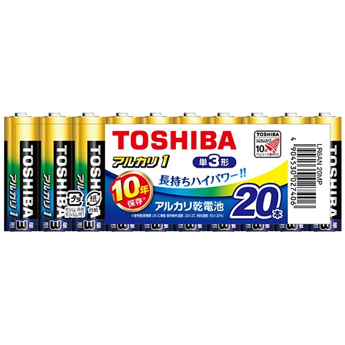 東芝　アルカリ乾電池　アルカリ１　単３形　ＬＲ６ＡＮ　２０ＭＰ　１パック（２０本）1