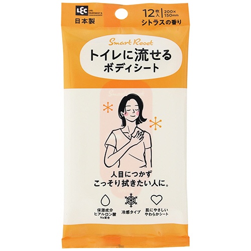 レック　ＳｍａｒｔＲｅｓｅｔ　女性用　流せるボディシート　シトラスの香り　Ｃ０１２５７　１パック（１２枚）1