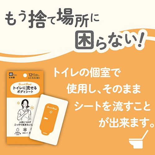 レック　ＳｍａｒｔＲｅｓｅｔ　女性用　流せるボディシート　シトラスの香り　Ｃ０１２５７　１パック（１２枚）4