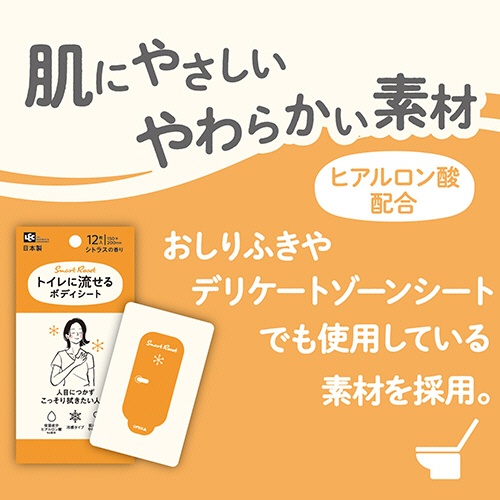 レック　ＳｍａｒｔＲｅｓｅｔ　女性用　流せるボディシート　シトラスの香り　Ｃ０１２５７　１パック（１２枚）5