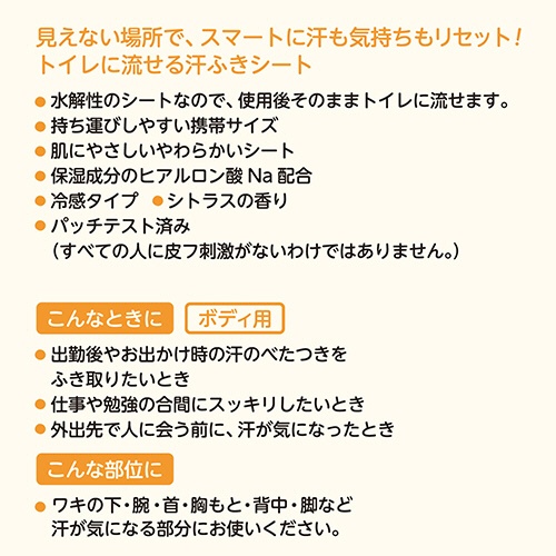 レック　ＳｍａｒｔＲｅｓｅｔ　女性用　流せるボディシート　シトラスの香り　Ｃ０１２５７　１パック（１２枚）9