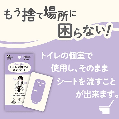 レック　ＳｍａｒｔＲｅｓｅｔ　女性用　流せるボディシート　無香料　Ｃ０１２５８　１パック（１２枚）4
