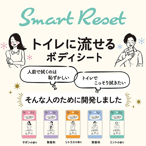 レック　ＳｍａｒｔＲｅｓｅｔ　男性用　流せるボディシート　ミントの香り　Ｃ０１２５９　１パック（１２枚）3