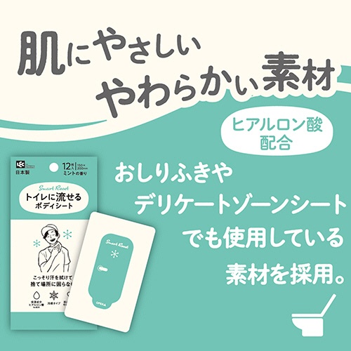 レック　ＳｍａｒｔＲｅｓｅｔ　男性用　流せるボディシート　ミントの香り　Ｃ０１２５９　１パック（１２枚）5