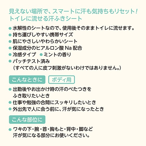 レック　ＳｍａｒｔＲｅｓｅｔ　男性用　流せるボディシート　ミントの香り　Ｃ０１２５９　１パック（１２枚）9