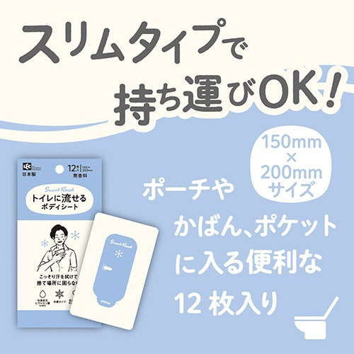 レック　ＳｍａｒｔＲｅｓｅｔ　男性用　流せるボディシート　無香料　Ｃ０１２６０　１パック（１２枚）6