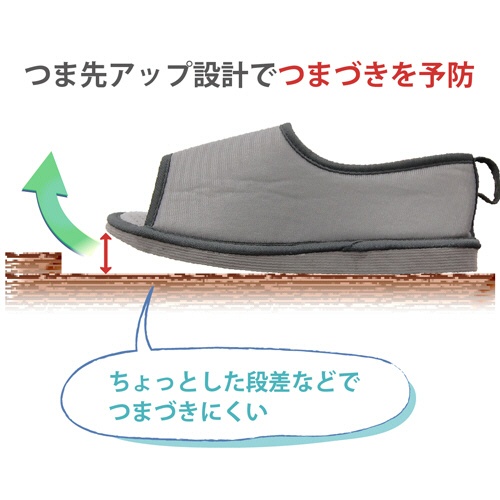 竹虎　転倒予防シューズ　つま先なし　Ｓ　グレー　０９１３０２　１足3