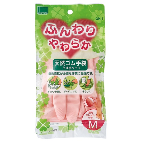 オカモト　ふんわりやわらか天然ゴム手袋　Ｍ　ピンク　ＯＫ－１Ｍ－Ｐ　１双1