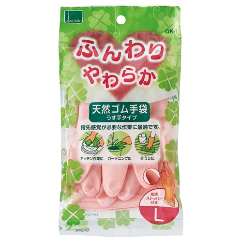 オカモト　ふんわりやわらか天然ゴム手袋　Ｌ　ピンク　ＯＫ－１Ｌ－Ｐ　１双1