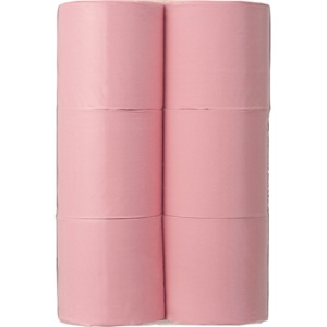 ＴＡＮＯＳＥＥ　トイレットペーパー　パック包装　シングル　芯なし　１３０ｍ　ピンク　１ケース（２４ロール：６ロール×４パック）1