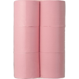 ＴＡＮＯＳＥＥ　トイレットペーパー　パック包装　シングル　芯なし　１３０ｍ　ピンク　１ケース（２４ロール：６ロール×４パック）
