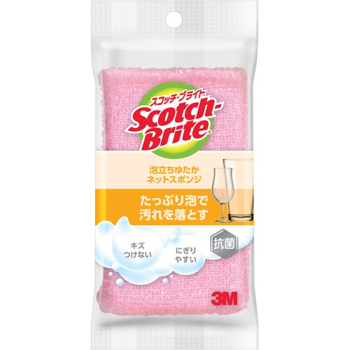 ３Ｍ　スコッチ・ブライト　泡立ちゆたかネットスポンジハード　ピンク　ＷＮＴ－７７ＫＰ　１個1