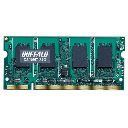 【クリックで詳細表示】バッファロー PC2-5300 DDR2 667MHz 200Pin SDRAM S.O.DIMM 1GB D2/N667-S1G 1枚 D2/N667-S1G