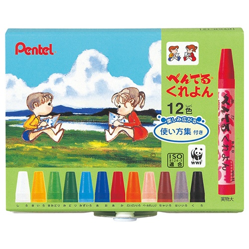 ぺんてる　くれよん　１２色（各色１本）　ＰＴＣＲ－１２　１箱1