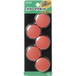 プラス　カラーマグネット　直径３０ｍｍ　レッド　ＣＰ－０３０Ｍ　１パック（５個）