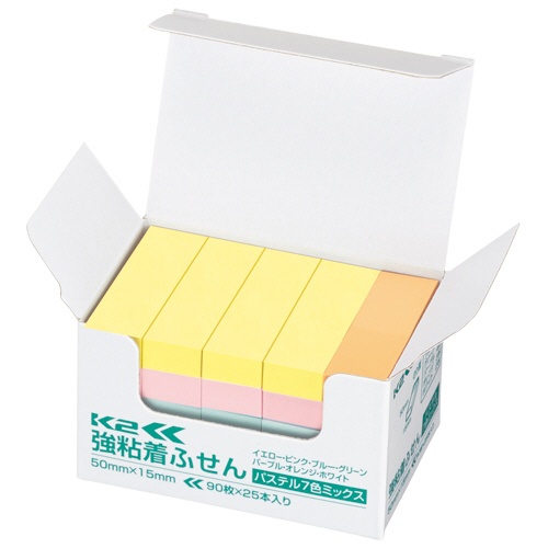 コクヨ　強粘着ふせん＜Ｋ２＞　５０×１５ｍｍ　パステルカラー７色　Ｋ２メ－ＫＰ５０１５Ｘ２５　１パック（２５冊）2