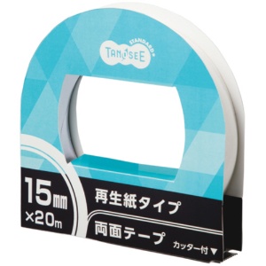 ＴＡＮＯＳＥＥ　再生紙両面テープ　カッター付　１５ｍｍ×２０ｍ　１巻1