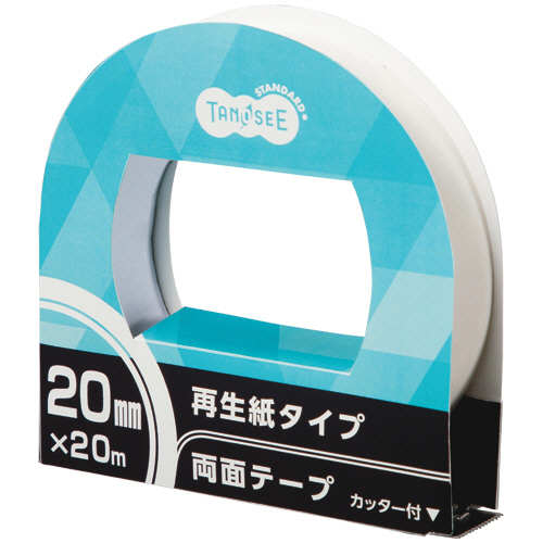 たのめーる】TANOSEE 再生紙両面テープ カッター付 20mm×20m 1巻の通販