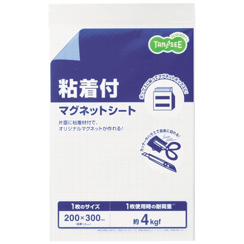 ＴＡＮＯＳＥＥ　マグネット粘着付シート　３００×２００×１．２ｍｍ　１枚1