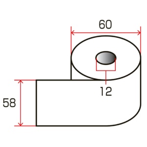 ＴＡＮＯＳＥＥ　ＦＳＣ認証　小径サーマルロール紙　ノーマル保存　幅５８×直径６０ｍｍ×長さ４２ｍ　厚み約０．０６２ｍｍ　芯内径１２ｍｍ　１パック（５巻）3