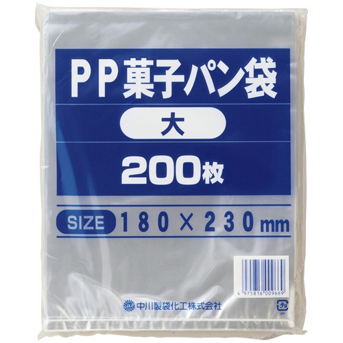 中川製袋化工　ＰＰ菓子パン袋　大　２３０×１８０ｍｍ　Ｓ１５９４２１　１パック（２００枚）1