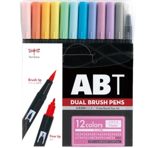 トンボ鉛筆　水性マーカー　デュアルブラッシュペン　ＡＢＴ　１２色（各色１本）　パステル　ＡＢ－Ｔ１２ＣＰＡ　１パック1