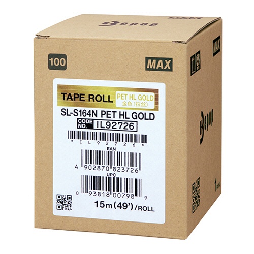 マックス　ビーポップ　１００タイプシート　１００ｍｍ幅×１５ｍ　ラベルＰＥＴ　ゴールド　ＳＬ－Ｓ１６４Ｎ　ＰＥＴ　ＨＬ　ＧＬＤ　１ロール2