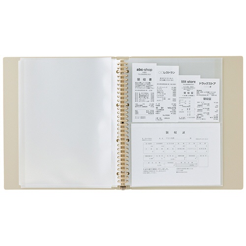 リヒトラブ　Ｒｏｏｍｙ　クリヤーブック（ポケット交換式）　Ａ４タテ　３０穴　４種ポケット付属　背幅３５ｍｍ　ベージュ　Ｎ－２９０－１６　１冊9