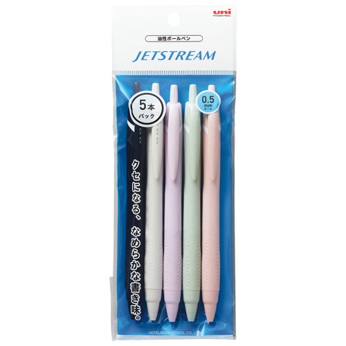 三菱鉛筆　油性ボールペン　ジェットストリーム　０．５ｍｍ　カラー軸　アソート　Ｈ．ＳＸＮ１５００５．５Ｃ　１パック（５本）1