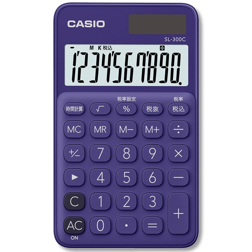 カシオ　カラフル電卓　１０桁　手帳タイプ　パープル　ＳＬ－３００Ｃ－ＰＬ－Ｎ　１台1