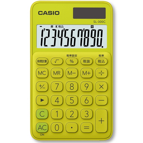 カシオ　カラフル電卓　１０桁　手帳タイプ　ライムグリーン　ＳＬ－３００Ｃ－ＹＧ－Ｎ　１台1