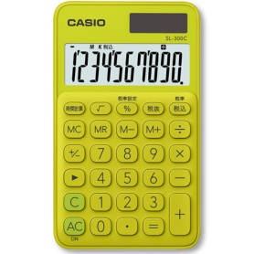 カシオ　カラフル電卓　１０桁　手帳タイプ　ライムグリーン　ＳＬ－３００Ｃ－ＹＧ－Ｎ　１台