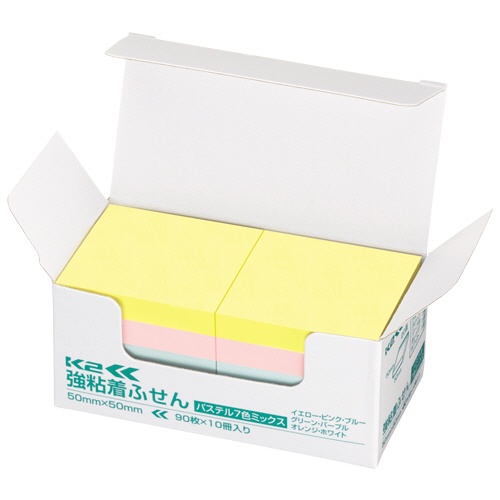 コクヨ　強粘着ふせん＜Ｋ２＞　５０×５０ｍｍ　パステルカラー７色　Ｋ２メ－ＫＰ５０５０Ｘ１０　１パック（１０冊）2