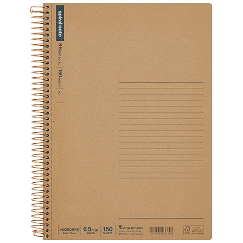 マルマン　スパイラルノート　ベーシック　Ｂ５　６．５ｍｍ罫　３２行　１５０枚　Ｎ２３６ＯＨＦＳ　１冊1