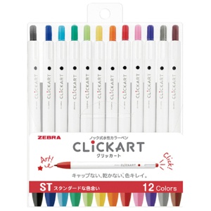 ゼブラ　ノック式水性カラーペン　クリッカート　１２色セットＳＴ　ＷＹＳＳ２２－１２ＣＳＴ　１パック1