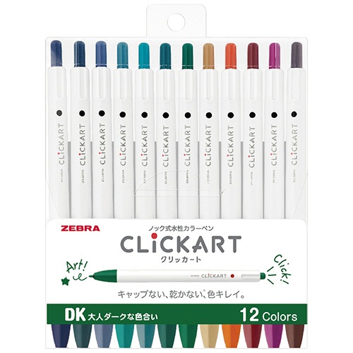 ゼブラ　ノック式水性カラーペン　クリッカート　１２色セットＤＫ　ＷＹＳＳ２２－１２ＣＤＫ　１パック1