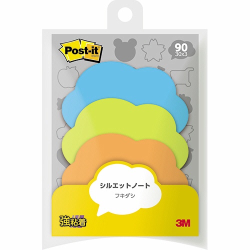 ３Ｍ　ポスト・イット　シルエットノート　強粘着タイプ　フキダシ　３色　ＳＳＳ－ＦＫＲ　１パック（３冊）1