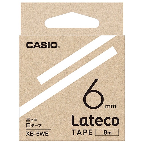カシオ　ラテコ　詰替用テープ　６ｍｍ×８ｍ　白／黒文字　ＸＢ－６ＷＥ　１個1