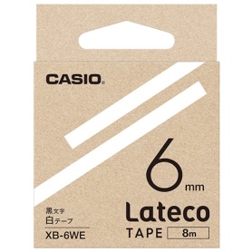 カシオ　ラテコ　詰替用テープ　６ｍｍ×８ｍ　白／黒文字　ＸＢ－６ＷＥ　１個