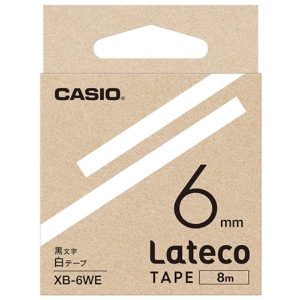 カシオ　ラテコ　詰替用テープ　６ｍｍ×８ｍ　白／黒文字　ＸＢ－６ＷＥ　１個1