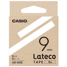 カシオ　ラテコ　詰替用テープ　９ｍｍ×８ｍ　白／黒文字　ＸＢ－９ＷＥ　１個