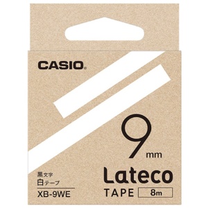 カシオ　ラテコ　詰替用テープ　９ｍｍ×８ｍ　白／黒文字　ＸＢ－９ＷＥ　１個1