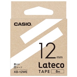 カシオ　ラテコ　詰替用テープ　１２ｍｍ×８ｍ　白／黒文字　ＸＢ－１２ＷＥ　１個1