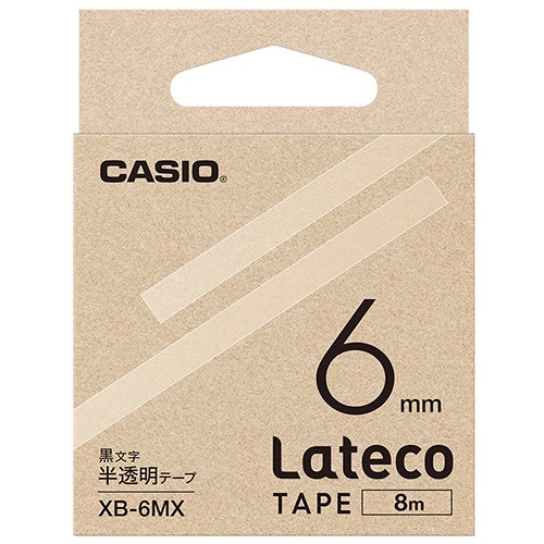 カシオ　ラテコ　詰替用テープ　６ｍｍ×８ｍ　半透明／黒文字　ＸＢ－６ＭＸ　１個1